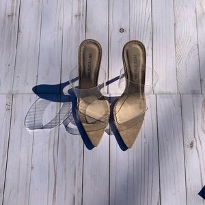 PrettyLittleThing nude heels with clear straps